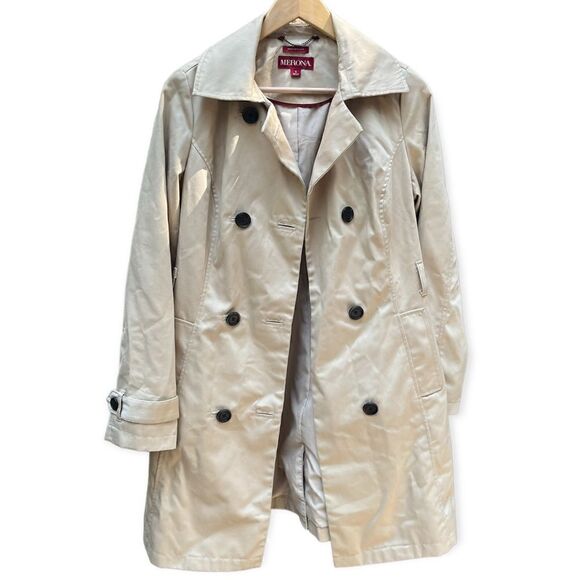 MERONA DOUBLE BREASTED TAN TRENCH COAT SMALL - Picture 2 of 8